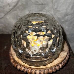 Vintage Homco Clear Glass Globe Fairy Lamp Light Candle Holder Cubist Design